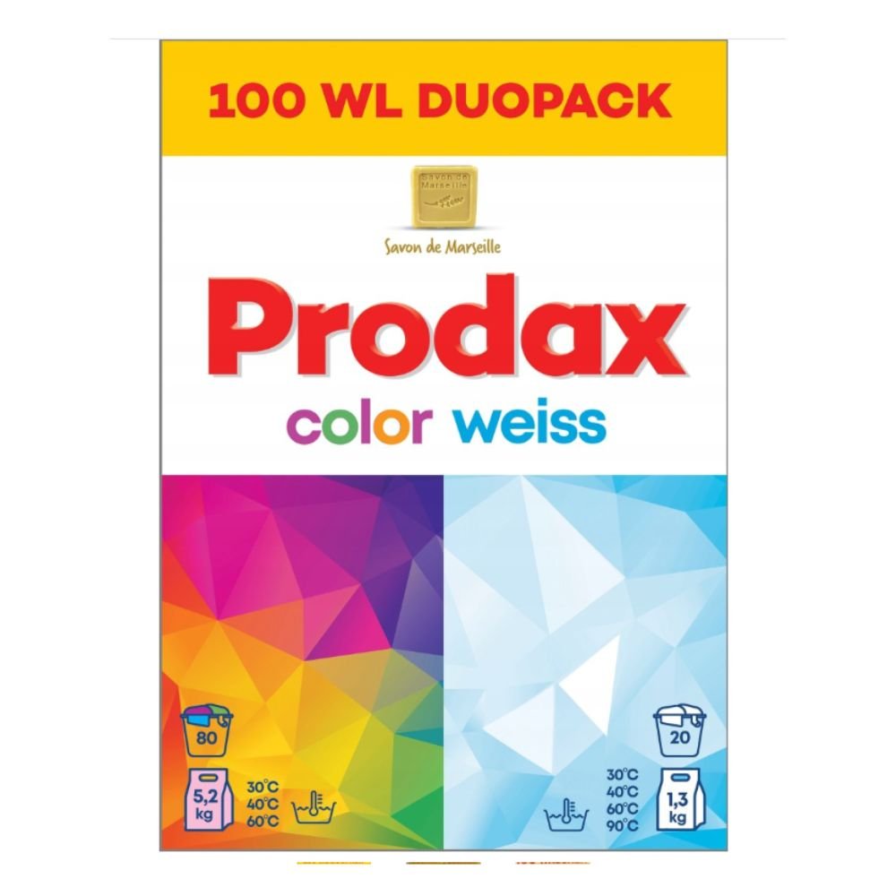 Prodax Proszek do prania 2w1 DWUPAK 6,5 kg kolor/biały 100 prań